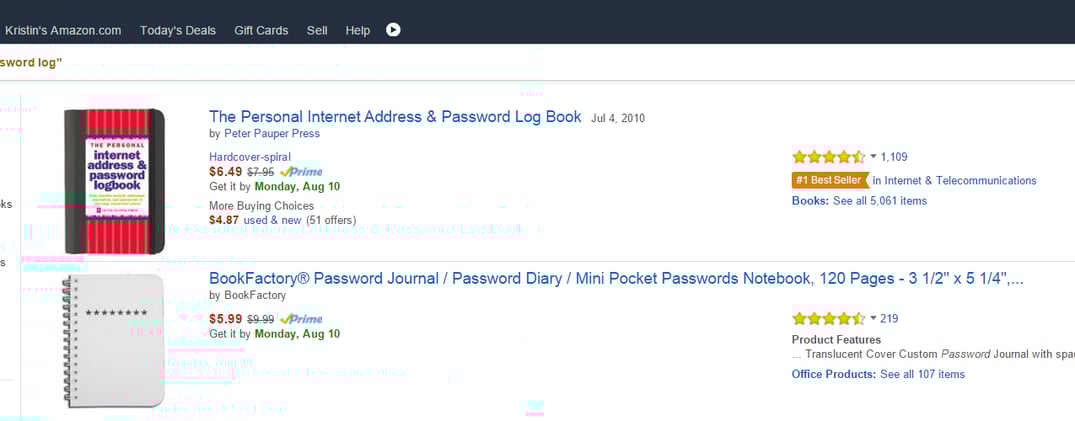 Amazon-Best-Seller-Password-Log