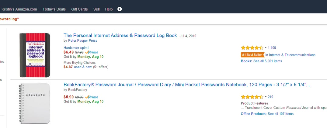 Amazon-Best-Seller-Password-Log