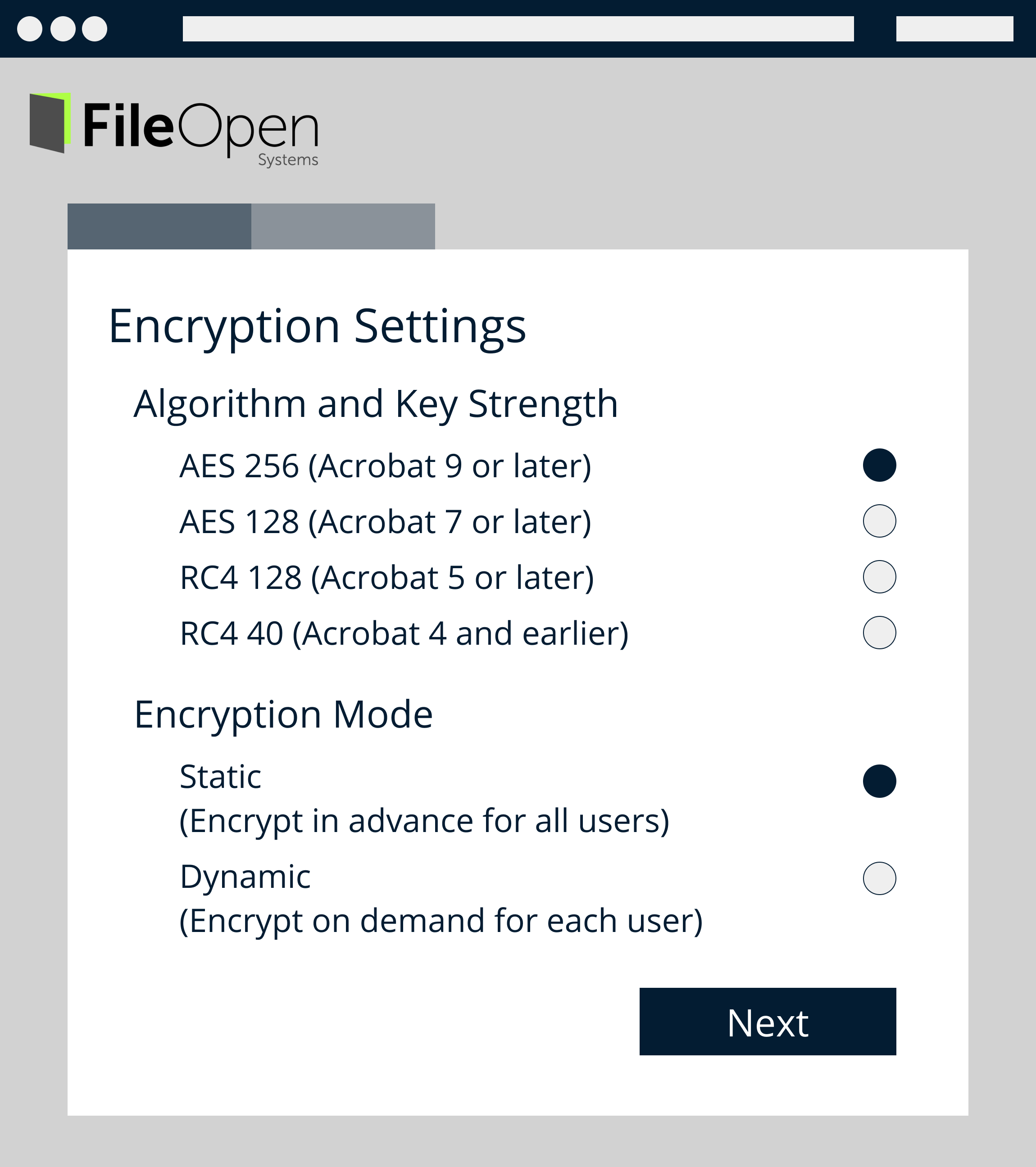 Encryption Settings